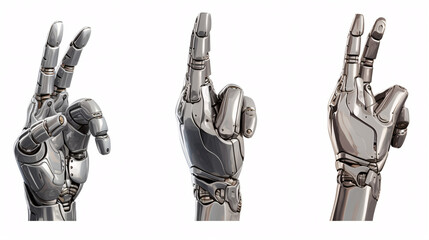 Robot hand gestures isolated on white background. 3d illustration.