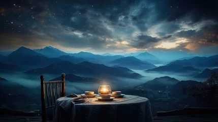 Foto auf Acrylglas starry night over dinner table  © siripimon2525