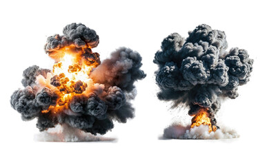 set of explosions on isolated background - obrazy, fototapety, plakaty