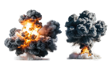 set of explosions on isolated background