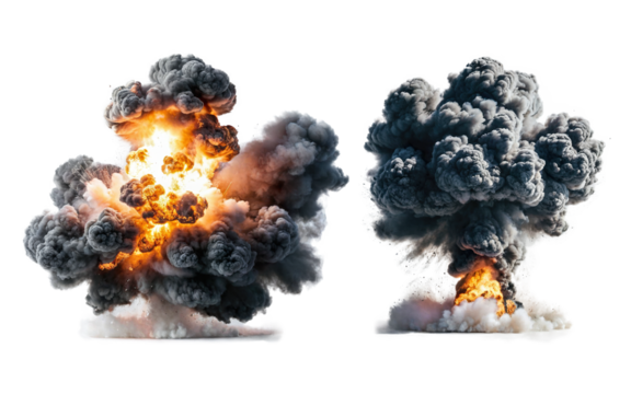 set of explosions on isolated background