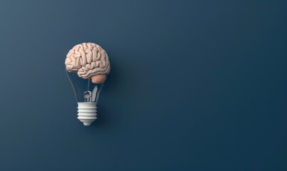 Conceptual image of a glowing brain inside a light bulb, representing innovation, creativity, and cognitive processes - AI generated