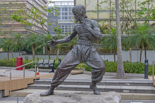 Statue Bruce Lee at Park in Hong Kong