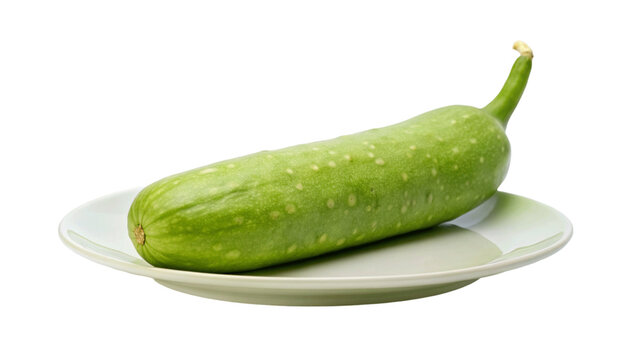 Bottle gourd on plate isolated on Transparent background.