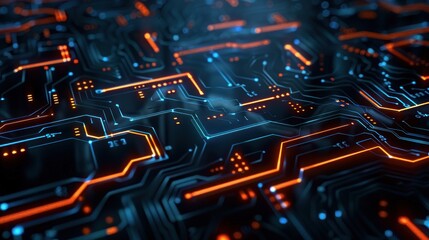 Close up view of a computer circuit board. Ideal for technology-related projects - obrazy, fototapety, plakaty