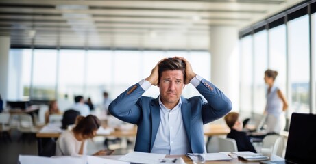 Professional at work desk in an office environment, facing the challenges of overwork and excessive responsibilities