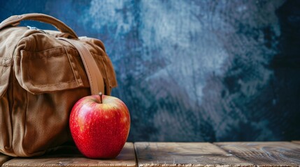 Cheerful back to school scene: bright apple and colorful backpack symbolize exciting learning adventure - Powered by Adobe