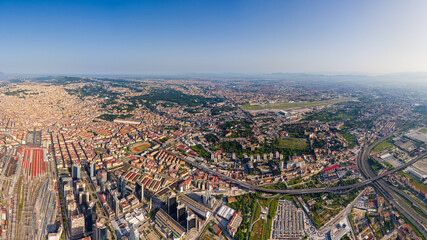 Naples, Italy. Industrial area of the city. Airport. Panorama of the city on a summer day. Sunny...