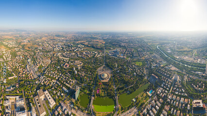 Rome, Italy. World Exhibition Quarter - EUR. Panorama of the city on a summer morning. Sunny...