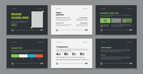 Brand Guidelines identity Template, Simple style and modern Brand Guidelines, Brand identity Template.