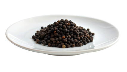 Peppercorn black on plate isolated on Transparent background.