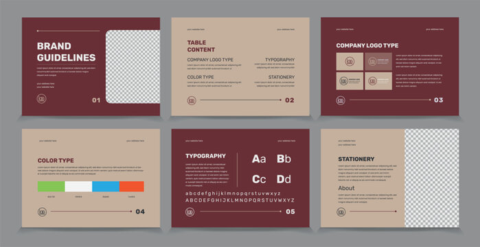 Brand Guidelines identity Template, Simple style and modern Brand Guidelines, Brand identity Template.