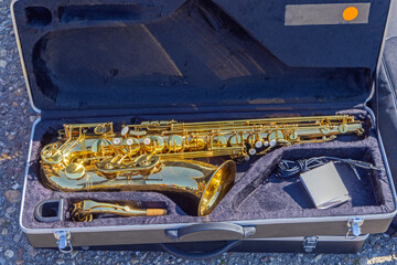 Used Gold Saxophone Music Instrument in Carrying Case