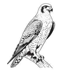Vector drawing of a falcon sitting on white background Wild birds
