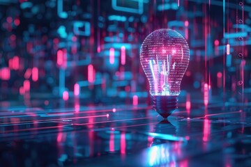 Innovative light bulb with glowing circuits, embodying the concept of technological advancement and the spark of new ideas - AI generated