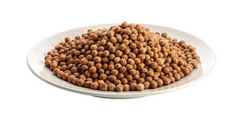 Fototapeta premium Brown chickpeas on plate isolated on Transparent background.