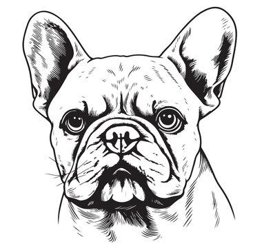 French Bulldog dog head, vector illustration, black color, vector image Vector illustration