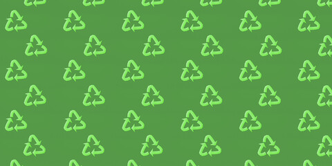 Pattern with recycle sign. 3d render.