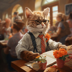 cat in a restaurant