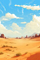 dry desert landscape in summer illustration