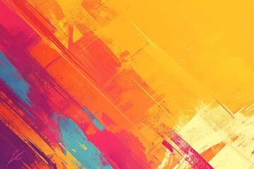 Abstract background with vibrant colors and brush strokes, creating an energetic atmosphere. 