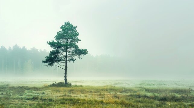 tree in the fog