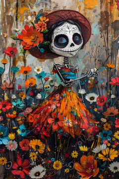 El Día de los Muertos painting, day of dead concept. 