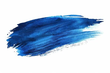 Dynamic blue brush stroke on white background with space for text, ideal for artistic or creative concepts
