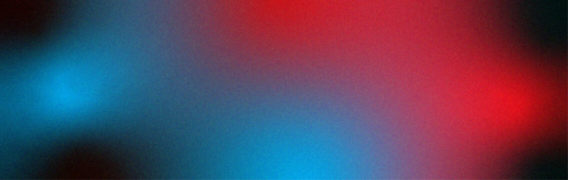grainy glowing blue light on dark backdrop noise texture effect banner header design. Retro Colors from the 1970s 1980s, 70s, 80s, 90s style, red blue