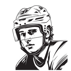 Fototapeta premium Hockey player face sketch hand drawn Vector illustration Sport