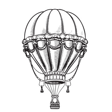 recommend clip art: Hot air balloon aerostat sketch hand drawn Vector illustration.
