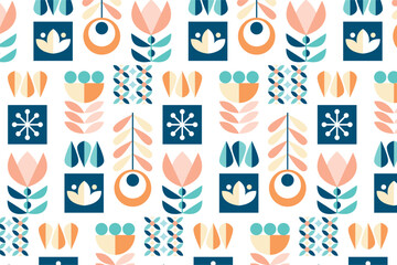 Seamless Pattern Geometric Flower Vector Illustration