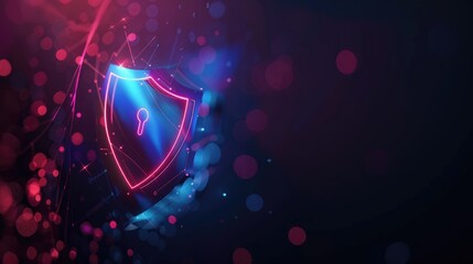 Cybersecurity shield on digital background, visualizing network protection and information security in the age of internet technology - AI generated - obrazy, fototapety, plakaty