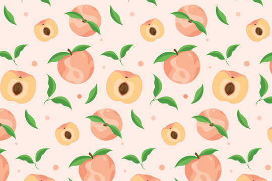 Seamless Pattern Peach Vector Illustration