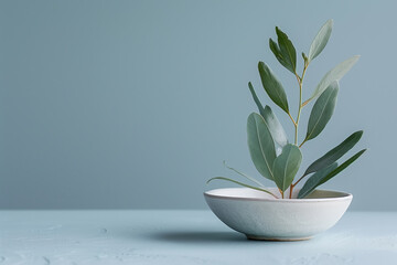 Plant in white bowl on table