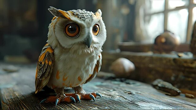 Cute baby owl. Created with Generative AI.
