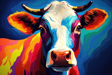 colorful cow animal portrait illustration
