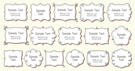 Old ornate labels, decorative vintage retro frame. Ornamental label frames. Vintage frame set on pattern retro background. Calligraphic design elements.