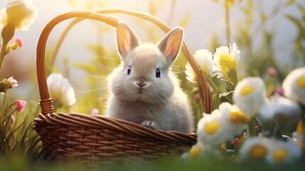 Bunny Tales Unveiling the Easter Magic with Eggs and Bunnies in the Basket