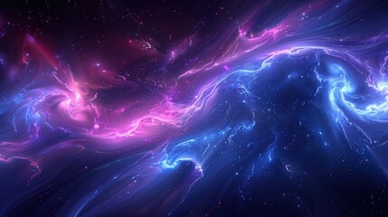 Fototapeta na wymiar Fractal starscape abstract background. Vast, nebulous space with swirling patterns of blues and pink