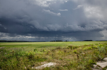 Storm clouds over a field in the summer. Russia.