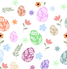 Easter Seamless Pattern Rabbit with Flower Background