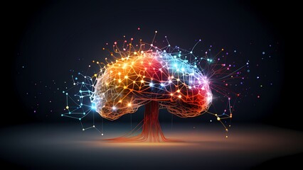 Artificial Intelligence Neural Networks Brain-Machine Concept Background