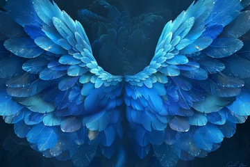 Küchenrückwand glas motiv Blue angel wings made with fractal design © Izhar