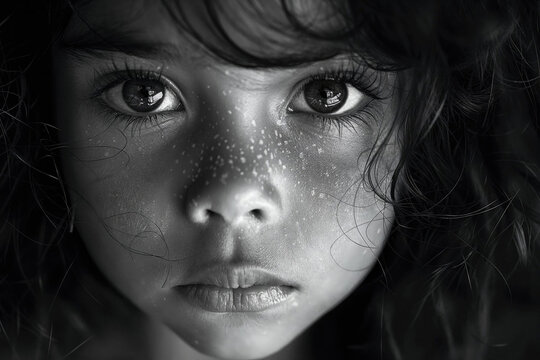 Intense gaze of a girl. Generative AI image