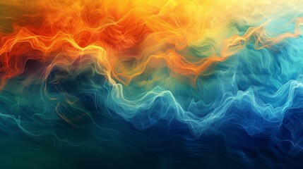 Dynamic waves of heat and cold clash in a vibrant abstract display, symbolizing energy flow and temperature contrast.. - obrazy, fototapety, plakaty