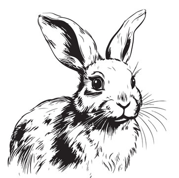Hand drawn portrait of rabbit. Easter bunny, sketch. Vector illustration Pets