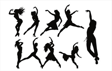 Vector set of dancing woman on a white background