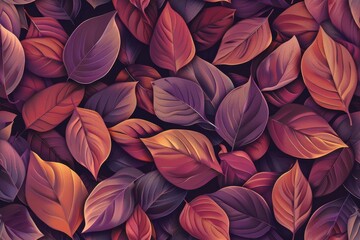 Tiled plant leaves background, floral pattern for wallpaper, modern color schema