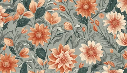 Fotobehang Exotic floral background luxury design, muted colors. pattern for print, fabric.   and endless. colorful background © Fukurou